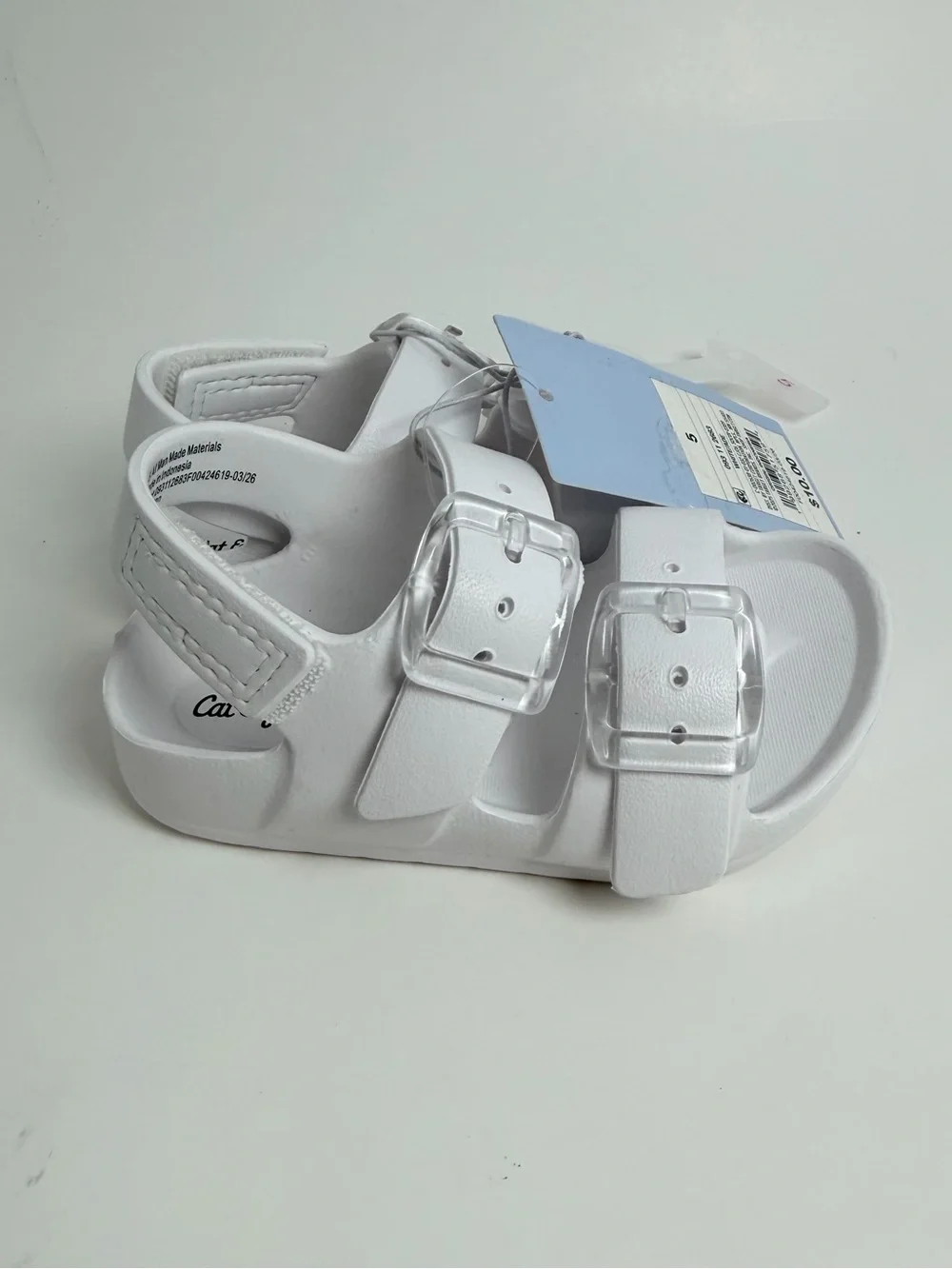 Cat & Jack White Kids Double-Strap Sandals with Clear Buckles